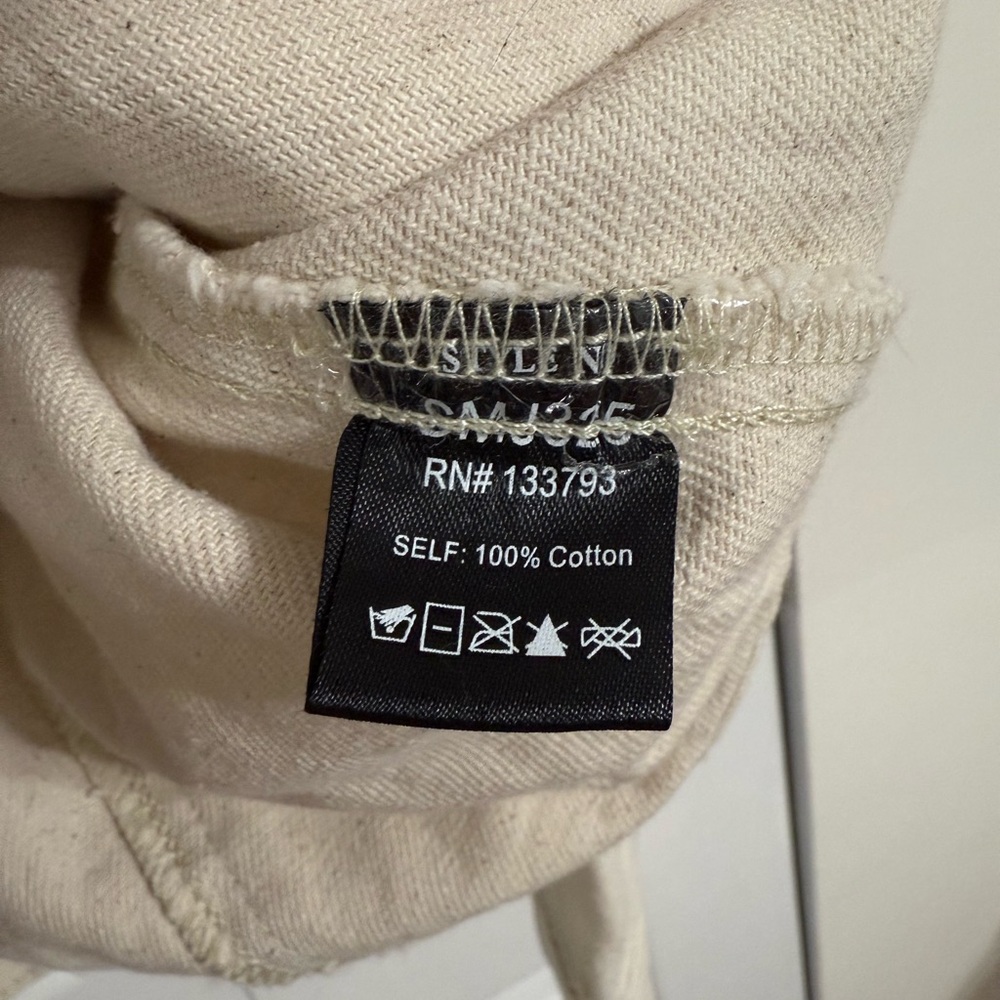 Pol Patchwork Distressed Denim Jacket Cream Size … - image 7